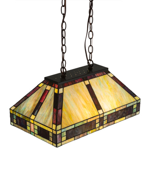 Meyda Lighting Chaves 20" 4-Light Mahogany Bronze Island Pendant Light With Multi-Colored Shade Glass