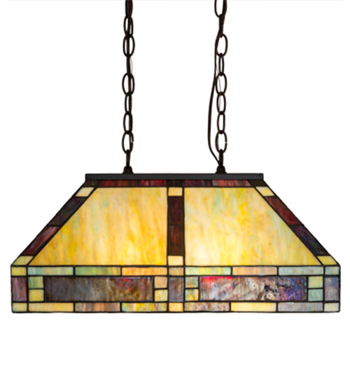 Meyda Lighting Chaves 20" 4-Light Mahogany Bronze Island Pendant Light With Multi-Colored Shade Glass