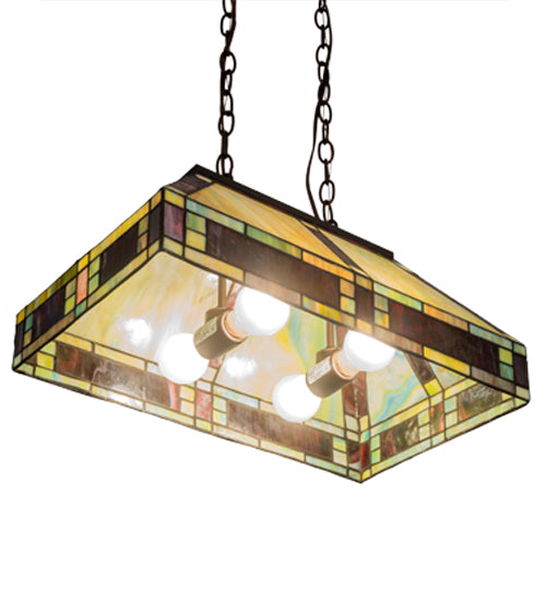 Meyda Lighting Chaves 20" 4-Light Mahogany Bronze Island Pendant Light With Multi-Colored Shade Glass