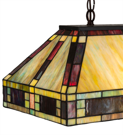 Meyda Lighting Chaves 20" 4-Light Mahogany Bronze Island Pendant Light With Multi-Colored Shade Glass