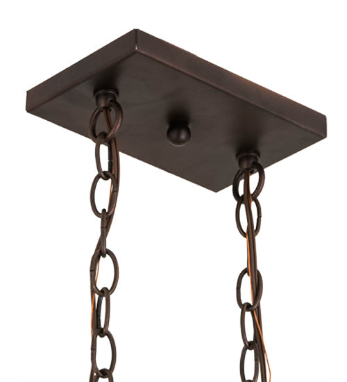 Meyda Lighting Chaves 20" 4-Light Mahogany Bronze Island Pendant Light With Multi-Colored Shade Glass