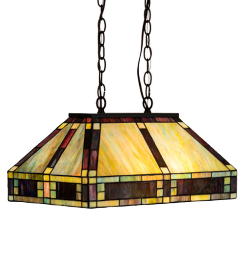 Meyda Lighting Chaves 20" 4-Light Mahogany Bronze Island Pendant Light With Multi-Colored Shade Glass