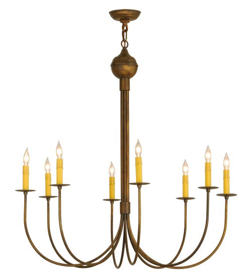 Meyda Lighting Cheal 36" 8-Light Antique Brass Matte Chandelier With Ivory Faux Candlelight