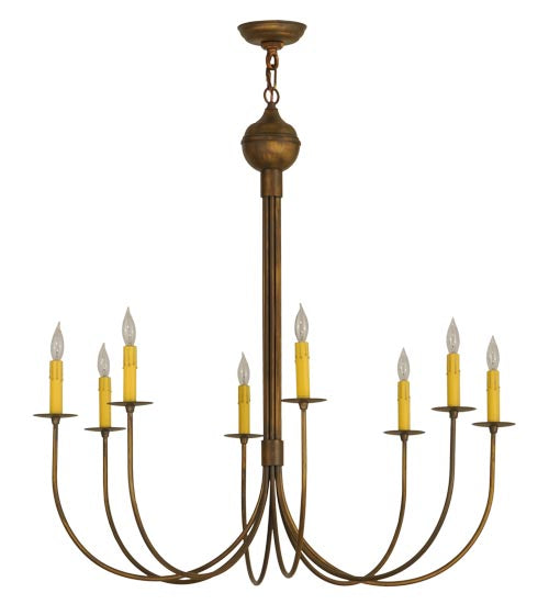 Meyda Lighting Cheal 36" 8-Light Antique Brass Matte Chandelier With Ivory Faux Candlelight