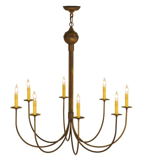 Meyda Lighting Cheal 36" 8-Light Antique Brass Matte Chandelier With Ivory Faux Candlelight