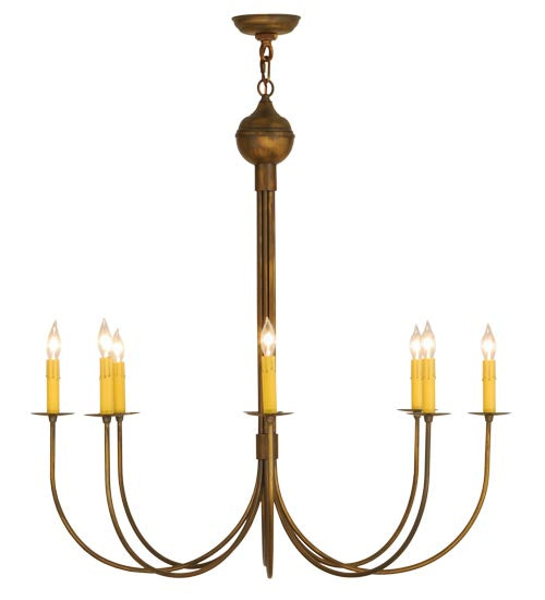 Meyda Lighting Cheal 36" 8-Light Antique Brass Matte Chandelier With Ivory Faux Candlelight
