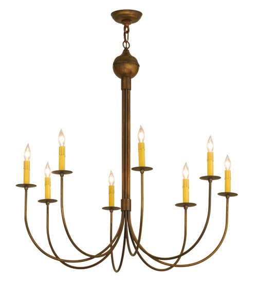 Meyda Lighting Cheal 36" 8-Light Antique Brass Matte Chandelier With Ivory Faux Candlelight