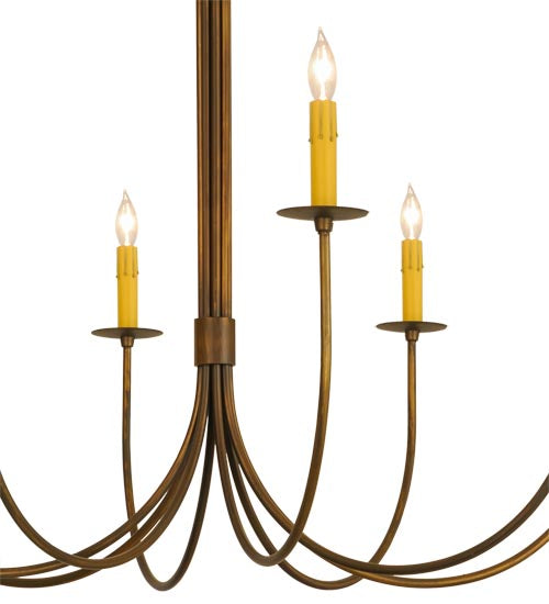 Meyda Lighting Cheal 36" 8-Light Antique Brass Matte Chandelier With Ivory Faux Candlelight