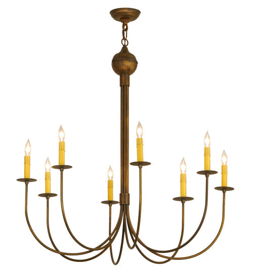 Meyda Lighting Cheal 36" 8-Light Antique Brass Matte Chandelier With Ivory Faux Candlelight