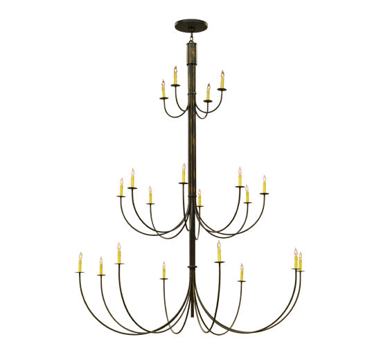 Meyda Lighting Cheal 78" 20-Light 3-Tier Timeless Bronze Chandelier With Ivory Faux Candlelight