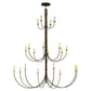 Meyda Lighting Cheal 78" 20-Light 3-Tier Timeless Bronze Chandelier With Ivory Faux Candlelight