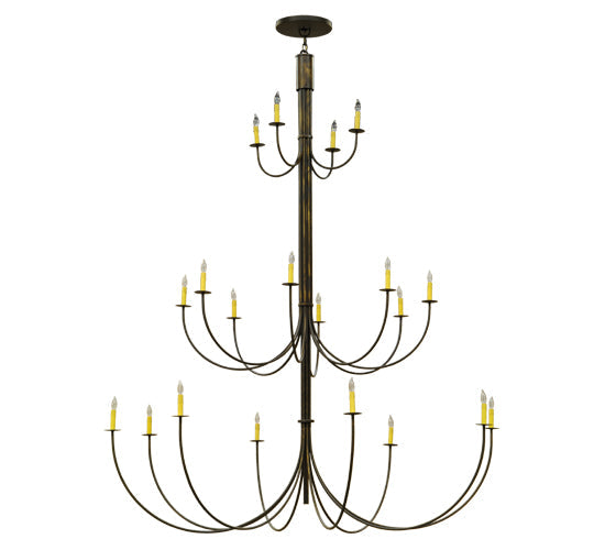 Meyda Lighting Cheal 78" 20-Light 3-Tier Timeless Bronze Chandelier With Ivory Faux Candlelight