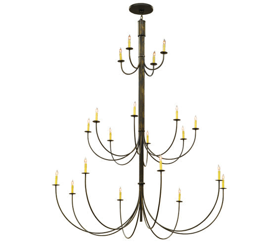 Meyda Lighting Cheal 78" 20-Light 3-Tier Timeless Bronze Chandelier With Ivory Faux Candlelight