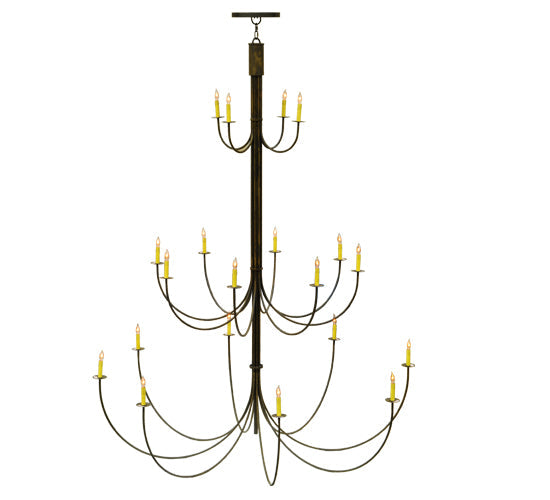 Meyda Lighting Cheal 78" 20-Light 3-Tier Timeless Bronze Chandelier With Ivory Faux Candlelight
