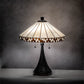 Meyda Lighting Checkerboard 22" 2-Light Mahogany Bronze Table Lamp With White & Amber Shade Glass