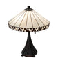 Meyda Lighting Checkerboard 22" 2-Light Mahogany Bronze Table Lamp With White & Amber Shade Glass