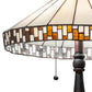 Meyda Lighting Checkerboard 22" 2-Light Mahogany Bronze Table Lamp With White & Amber Shade Glass
