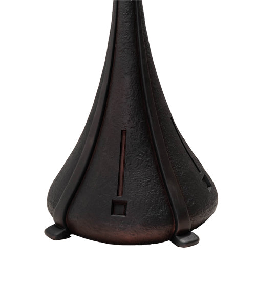 Meyda Lighting Checkerboard 22" 2-Light Mahogany Bronze Table Lamp With White & Amber Shade Glass