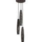 Meyda Lighting Checkers 24" 3-Light Mahogany Bronze Cascading Pendant Light With Multi-Colored Shade Glass