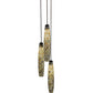 Meyda Lighting Checkers 24" 3-Light Mahogany Bronze Cascading Pendant Light With Multi-Colored Shade Glass