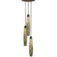 Meyda Lighting Checkers 24" 3-Light Mahogany Bronze Cascading Pendant Light With Multi-Colored Shade Glass