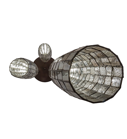 Meyda Lighting Checkers 24" 3-Light Mahogany Bronze Cascading Pendant Light With Multi-Colored Shade Glass
