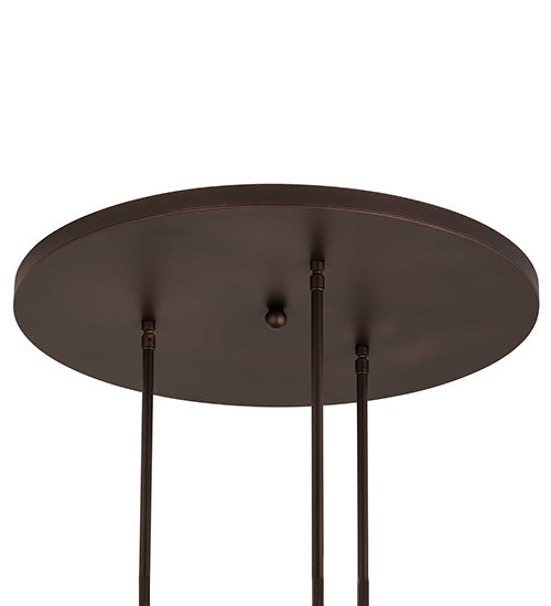 Meyda Lighting Checkers 24" 3-Light Mahogany Bronze Cascading Pendant Light With Multi-Colored Shade Glass