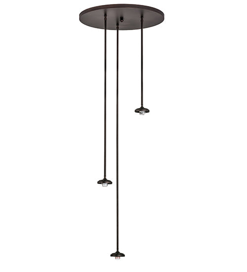 Meyda Lighting Checkers 24" 3-Light Mahogany Bronze Cascading Pendant Light With Multi-Colored Shade Glass