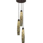 Meyda Lighting Checkers 24" 3-Light Mahogany Bronze Cascading Pendant Light With Multi-Colored Shade Glass