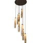 Meyda Lighting Checkers 255204 48" 8-Light Timeless Bronze Cascading Pendant Light With Beige Shade Glass