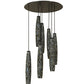 Meyda Lighting Checkers 46" 7-Light Timeless Bronze Cascading Pendant Light With Beige Shade Glass