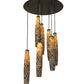 Meyda Lighting Checkers 46" 7-Light Timeless Bronze Cascading Pendant Light With Beige Shade Glass