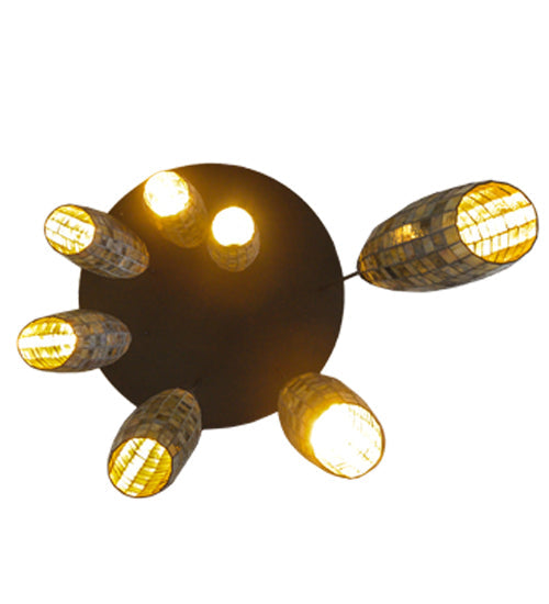 Meyda Lighting Checkers 46" 7-Light Timeless Bronze Cascading Pendant Light With Beige Shade Glass