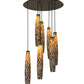 Meyda Lighting Checkers 46" 7-Light Timeless Bronze Cascading Pendant Light With Beige Shade Glass