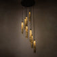 Meyda Lighting Checkers 48" 8-Light Timeless Bronze Cascading Pendant Light With Beige Shade Glass