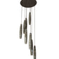 Meyda Lighting Checkers 48" 8-Light Timeless Bronze Cascading Pendant Light With Beige Shade Glass
