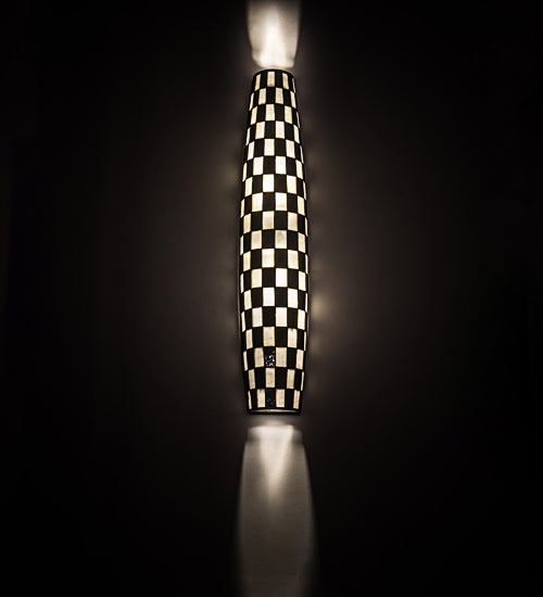 Meyda Lighting Checkers 7" 2-Light White Tube Wall Sconce With Black & White Shade Glass