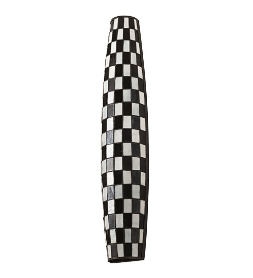 Meyda Lighting Checkers 7" 2-Light White Tube Wall Sconce With Black & White Shade Glass
