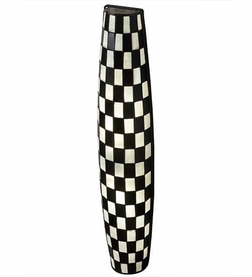 Meyda Lighting Checkers 7" 2-Light White Tube Wall Sconce With Black & White Shade Glass