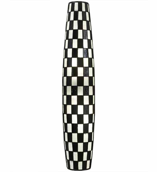 Meyda Lighting Checkers 7" 2-Light White Tube Wall Sconce With Black & White Shade Glass