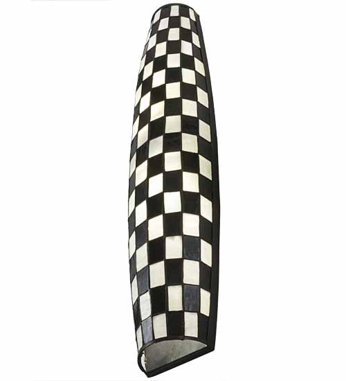 Meyda Lighting Checkers 7" 2-Light White Tube Wall Sconce With Black & White Shade Glass