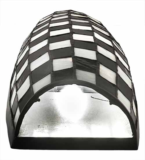 Meyda Lighting Checkers 7" 2-Light White Tube Wall Sconce With Black & White Shade Glass