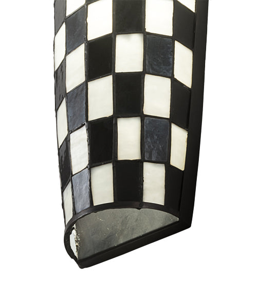 Meyda Lighting Checkers 7" 2-Light White Tube Wall Sconce With Black & White Shade Glass