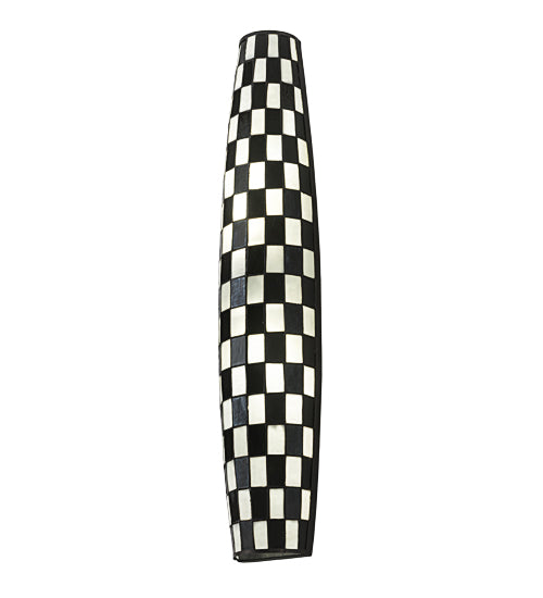 Meyda Lighting Checkers 7" 2-Light White Tube Wall Sconce With Black & White Shade Glass