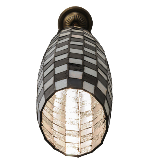 Meyda Lighting Checkers 7" Mahogany Bronze Pendant Light With Black & White Shade Glass
