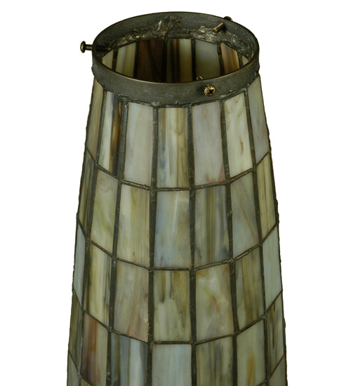 Meyda Lighting Checkers 7" Tortoise Shell Beige & Wispy Sky Beige Tube Shade Glass