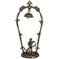 Meyda Lighting Cherub With Violin 19" Mahogany Bronze Mini Table Lamp With Pink and Blue Shade Glass