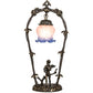 Meyda Lighting Cherub With Violin 19" Mahogany Bronze Mini Table Lamp With Pink and Blue Shade Glass