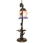 Meyda Lighting Cherub With Violin 19" Mahogany Bronze Mini Table Lamp With Pink and Blue Shade Glass