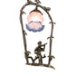 Meyda Lighting Cherub With Violin 19" Mahogany Bronze Mini Table Lamp With Pink and Blue Shade Glass